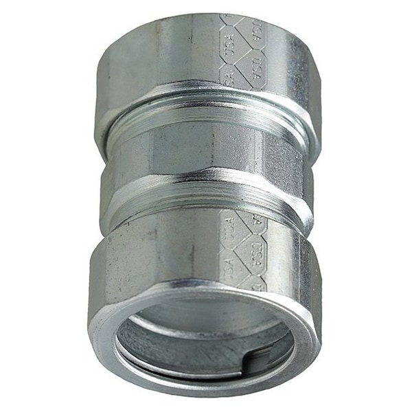 Conduit Fitting Coupling, 2-1/2 in, Threadless, Steel, Zinc Plated